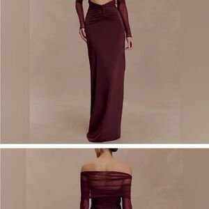 Meshki Burgundy Off-Shoulder Maxi Dress